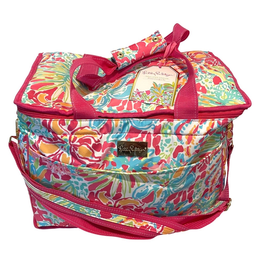 Lilly Pulitzer Insulated Cooler Bag Spot‎ Ya Floral Pink Large Beach Picnic NWT